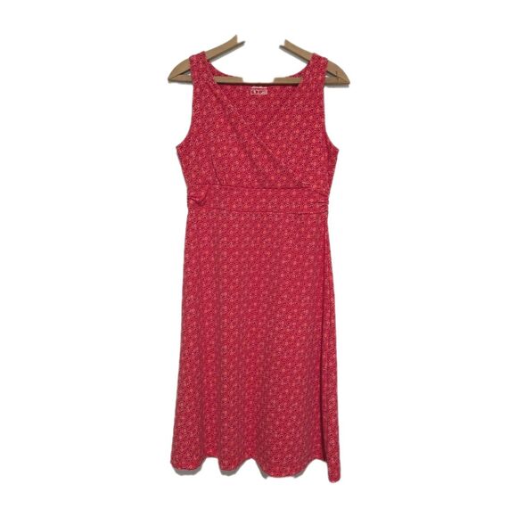 Eddie Bauer Travex Aster Crossover Dress Pink Red Circle Print S - Picture 1 of 5